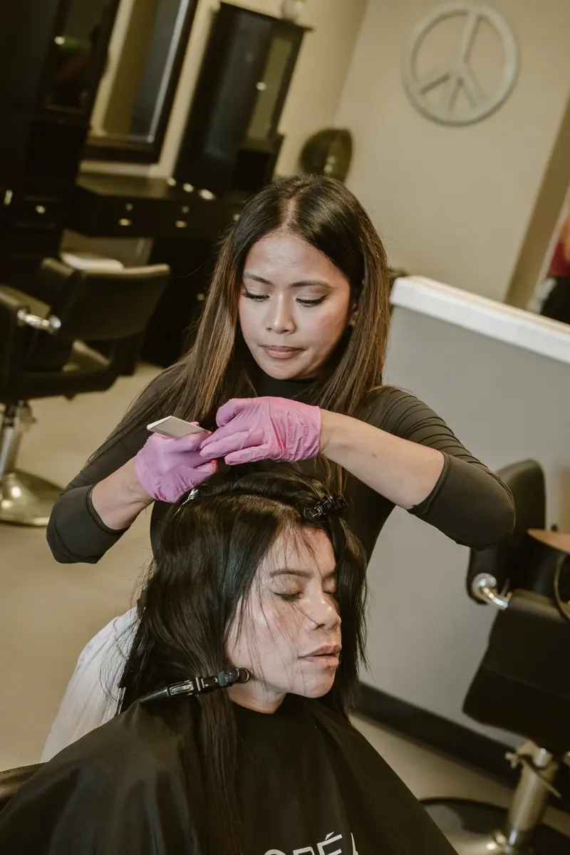 Hair color result — partial highlights